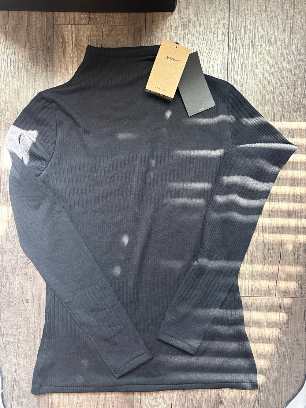 Nike Black Ribbed dri fit  yoga mock neck long sleeve - Women's